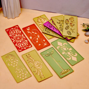 Craftam Plastic Rangoli Making Stencils for Floor Decoration (Size 3x7 cm, 12 Pcs) Rangoli Stencil