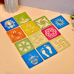 Craftam Plastic Rangoli Making Stencils for Floor Decoration (Size 4x4 cm,12 Pcs) Rangoli Stencil