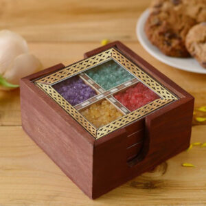 Craftam Square Wood, Gemstone Coaster Set(Pack of 4)
