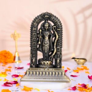 Metal Shree Ram Lalla Murti in Ayodhya Mandir for Pooja Home Decor  (Hight 5.5 Inch, Brass Color)