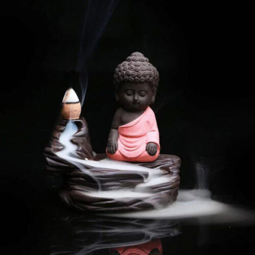 Buddha Smoke Backflow Fountain Cone Incense Holder Decorative Showpiece with Free 10 Smoke Backflow Scented Cone Incense