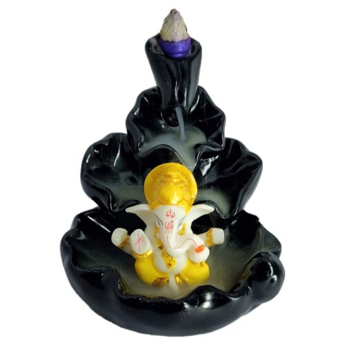 Smoke Backflow Fountain Cone Incense Holder Showpiece Figurine with Free 10 Back Flow Incense Cones