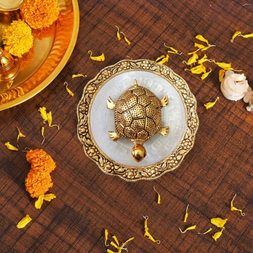Tortoise On Glass Plate for Vastu, Best Gift for Career and Good Luck (15x15x2 CM)