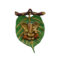 Craftam Lord Ganesha in Red Dhoti on Green Leaf Wall Hanging