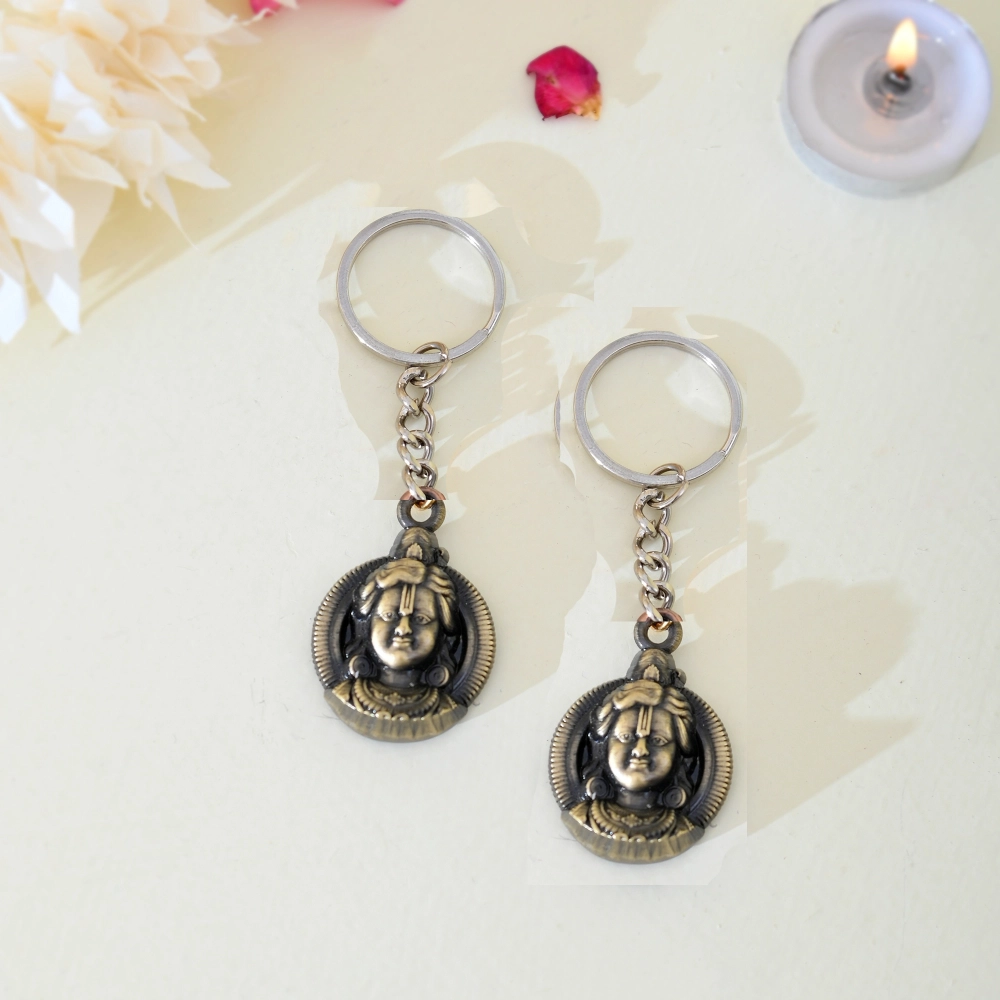 Metal Jai Shree Ram Key Ring 2 Pcs Set – Metal Religious Key Chain for Bike, Car & Home | Hindu Spiritual Gift for Men & Women
