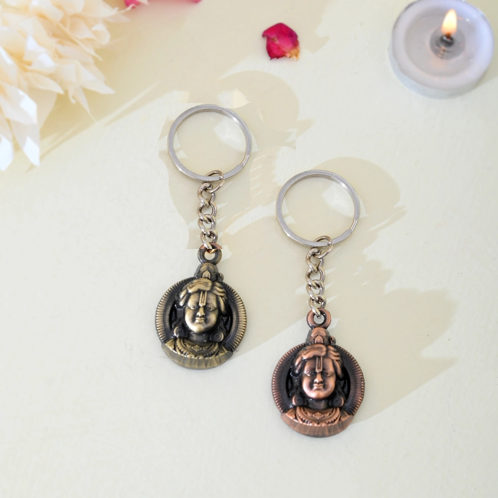 Metal Jai Shree Ram Key Ring 2 Pcs Set – Metal Religious Key Chain for Bike, Car & Home | Hindu Spiritual Gift for Men & Women