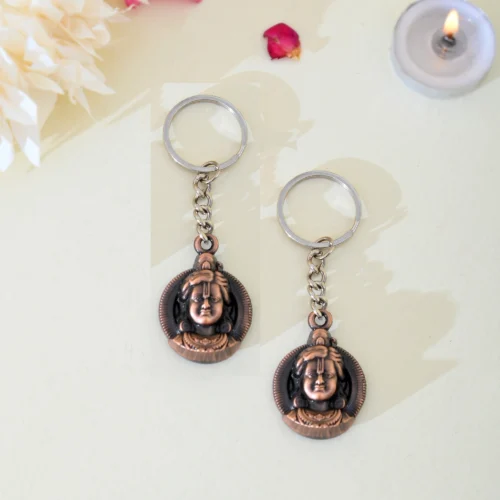 Metal Jai Shree Ram Key Ring 2 Pcs Set – Metal Religious Key Chain for Bike, Car & Home | Hindu Spiritual Gift for Men & Women