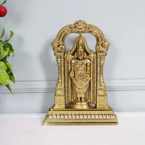 Metal Tirupati Balaji Idol for Pooja, Home Temple, Office Decor & Gift – Gold Plated Spiritual Showpiece