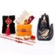 CRAFTAM Rakhi Gifts for Brother Combo Set- Buddha Idol, Raksha Bandhan Greeting, Roli Rice Pack and 4 Rakhi (for Bhaiya, Bhabi and 2 Kids)