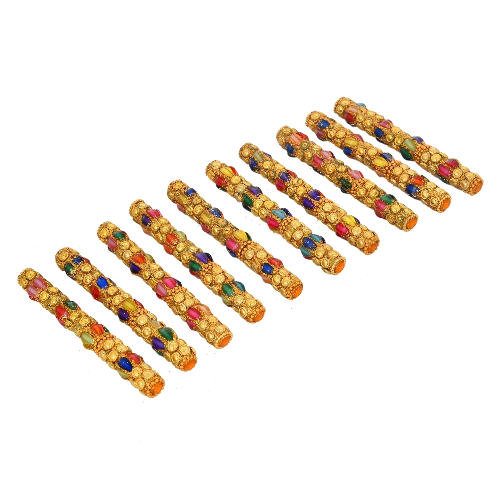CRAFTAM Rajasthani Handicrafts Gold Mirror & Beats Work Ball Pen, Gift Set of 10