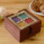 CRAFTAM Gems Stone and Wooden Brass Patti Tea Coasters for hot pots Home Kitchen Dining Table, Office (4 Tea Coasters, 1 Holder Set)