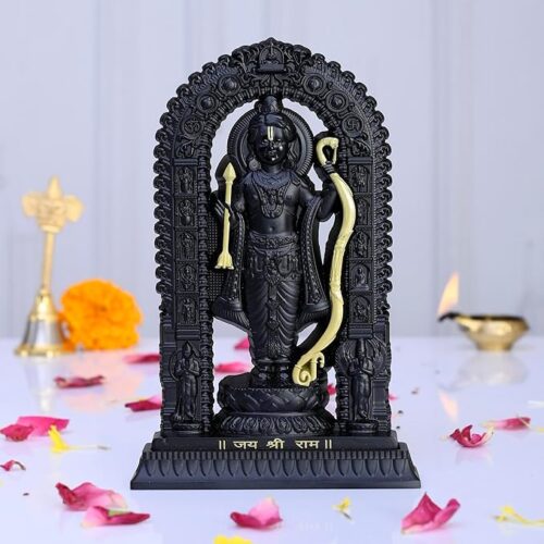 Craftam Metal Shree Ram Lalla Murti in Ayodhya Mandir Ramlalla Temple Idol Ram Lalla Statue for Pooja Home Decor (Hight : 6.5 Inch,Black)